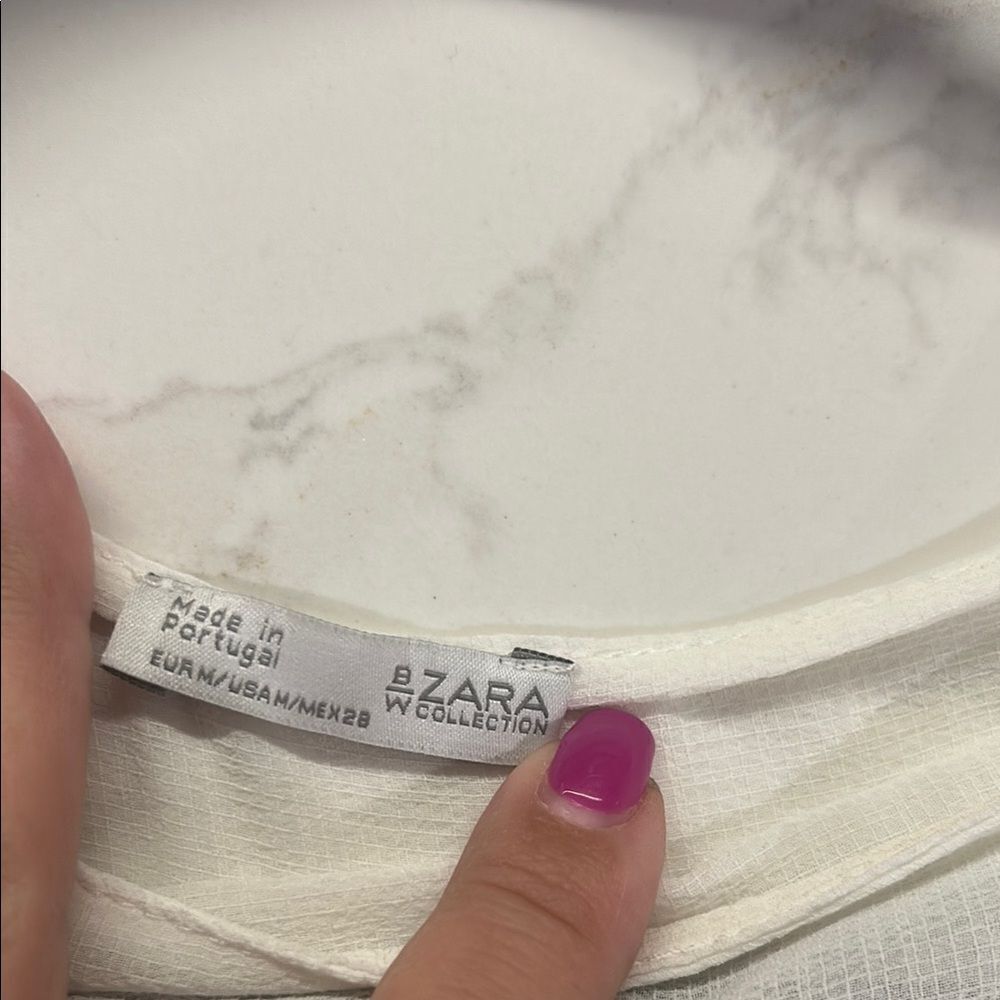 Zara White Ruffle Sleeve Top, XS - Picture 7 of 7